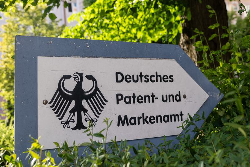 Hinweisschild deutsches Patent- und Markenamt