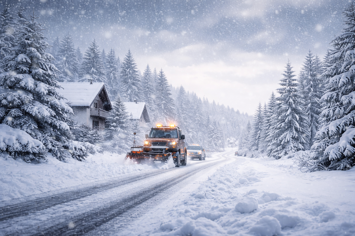 Wintereinbruch mit Schneechaos